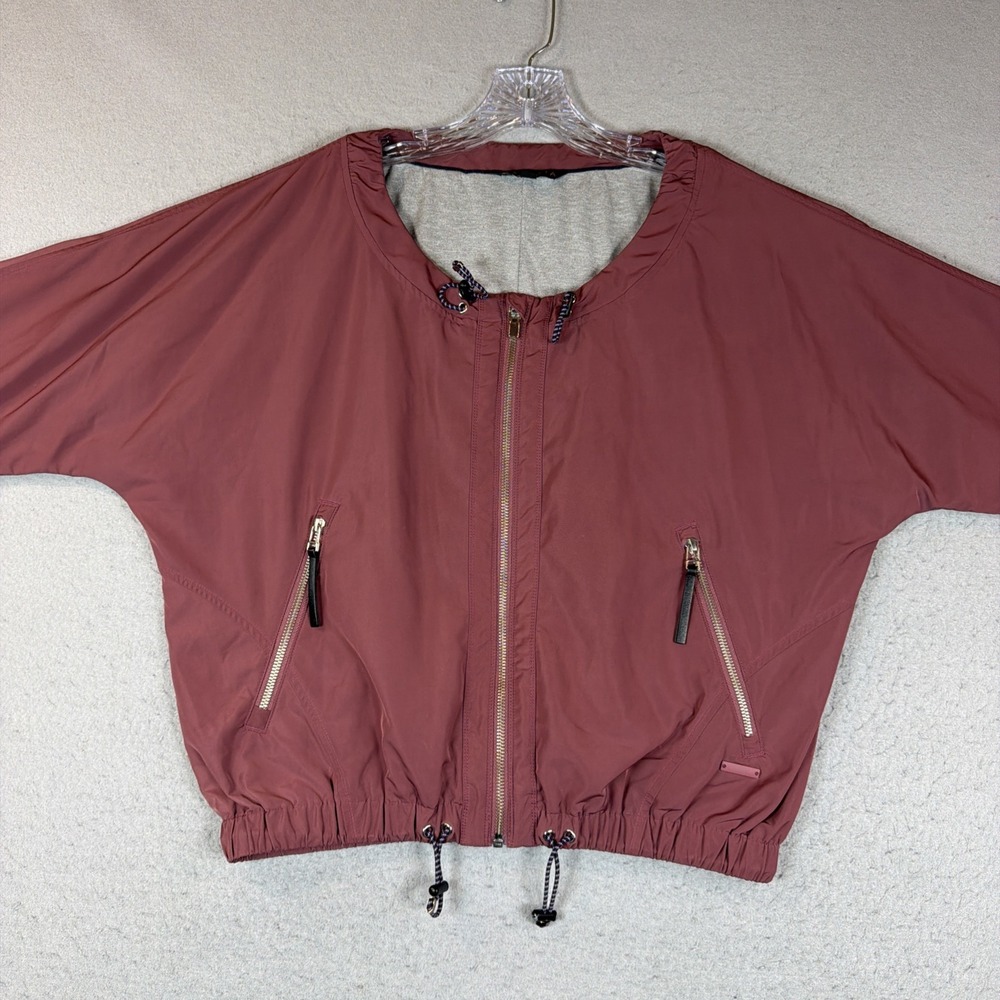 Athleta Windbreaker Jacket Women Medium Mauve Full Zip Lined Drawcord